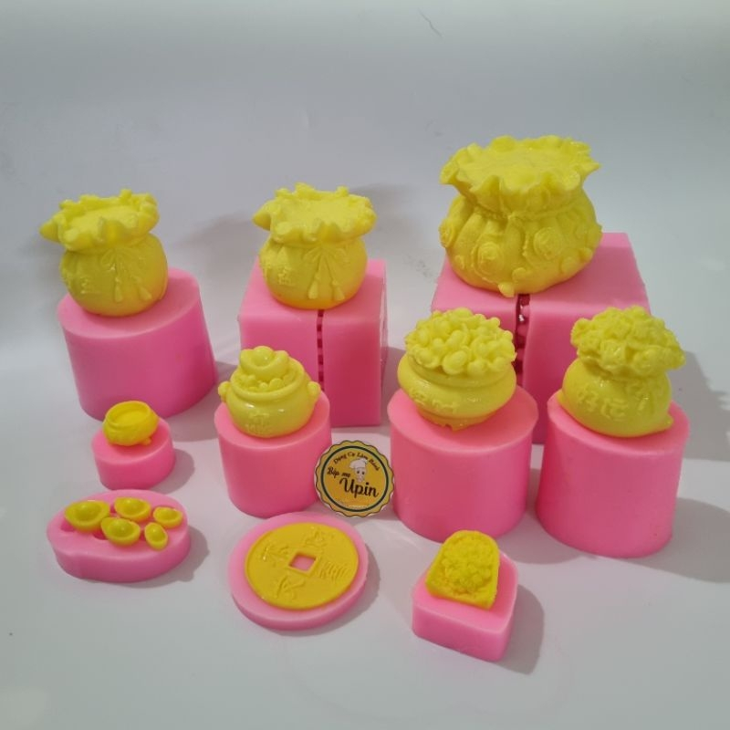 Khuôn silicon hũ vàng hũ bạc thỏi vàng làm bánh