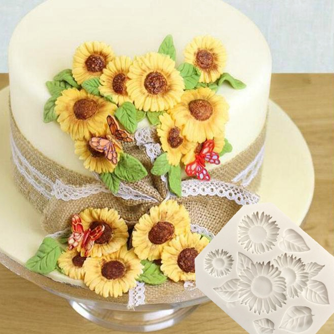 Khuôn silicon vỉ 4 lá hoa cúc hoa hướng dương