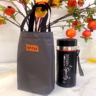 Túi đựng bình nước, bình giữ nhiệt nhiệt vải PVC(Xám) vân tổ ông chống thấm