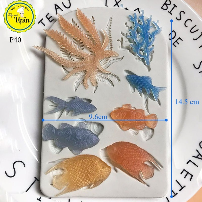 Khuôn Silicon cá trường tảo làm bánh