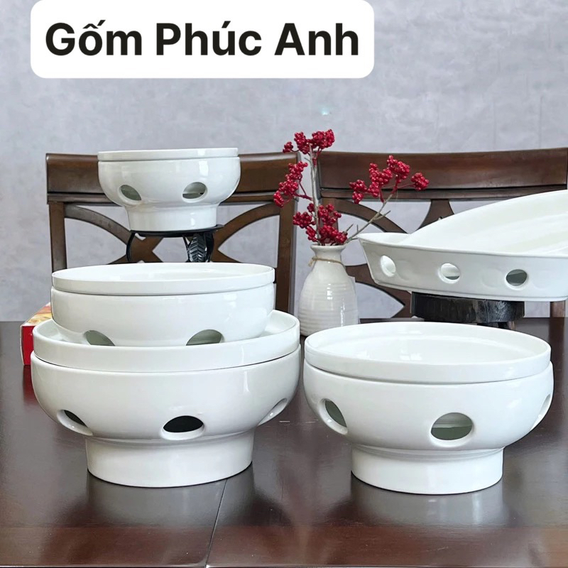 ✅Bát Hâm Nóng Thức Ăn✅Bếp Đun Nóng Thức Ăn Bằng Cồn/Nến 3 Size Gốm Sứ Bát Tràng Cao Cấp