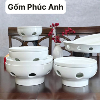 ✅Bát Hâm Nóng Thức Ăn✅Bếp Đun Nóng Thức Ăn Bằng Cồn/Nến 3 Size Gốm Sứ Bát Tràng Cao Cấp