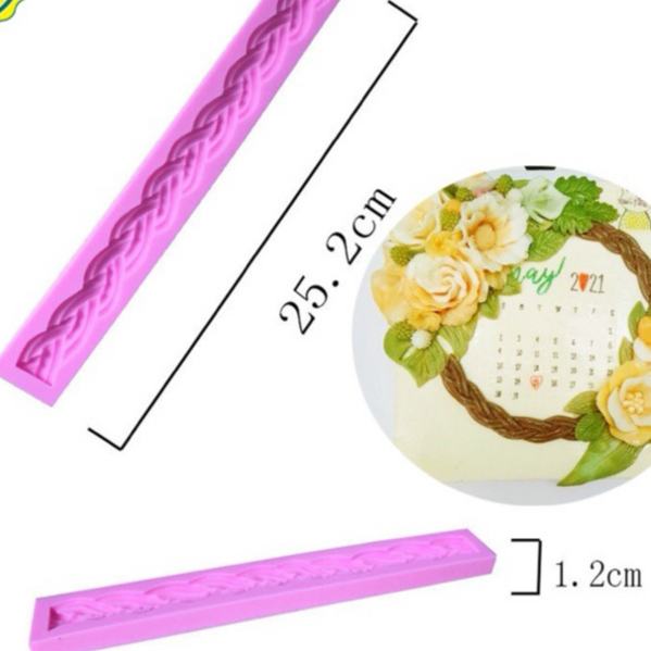 Khuôn silicon dây bện đây Thừng tết bím trang trí bánh mẫu 1