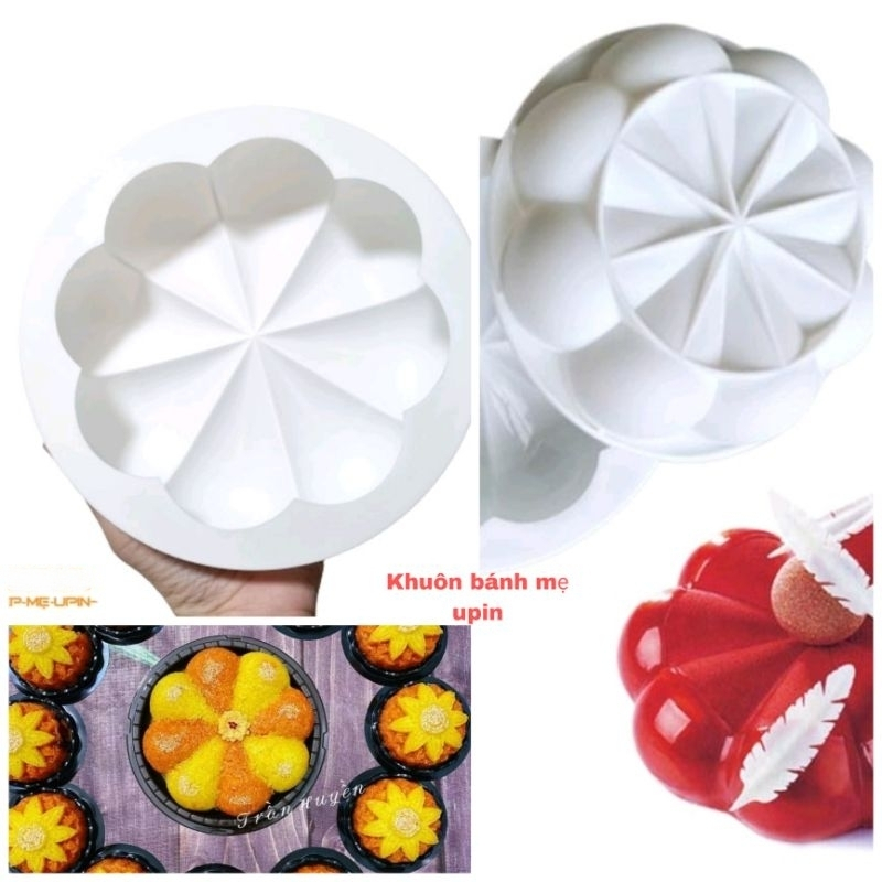 Khuôn silicon hoa cúc 8 cánh 20cm mã HC820 khuôn xôi to khuôn thạch bánh bông lan puding khuôn mâm cúng