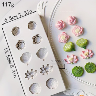 Vỉ 10 khuôn silicon hoa sen nhí đài sen lá nhỏ