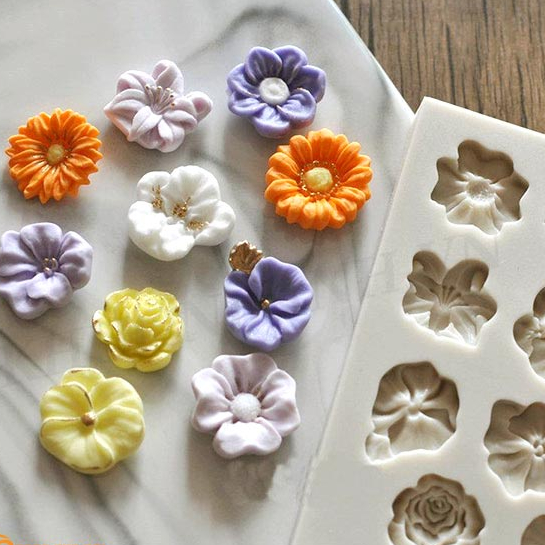 Khuôn silicon vỉ 11 bông hoa các loại vỉ hoa nhí