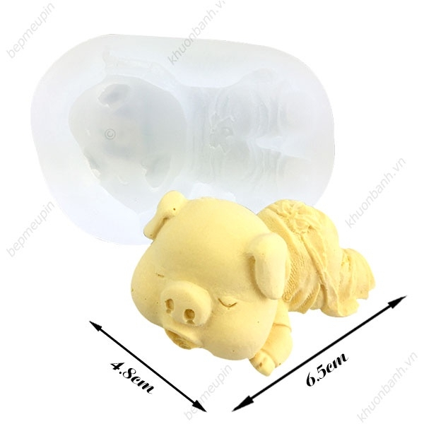 Khuôn silicon heo tắm tiên 7.3cm mẫu 2