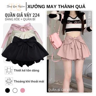 Chân Váy Dáng Xòe Bồng Nhún Thun Eo Đính Nơ To Phối Quần Bí Lưng Chun Hack Dáng TQ Fashion 224