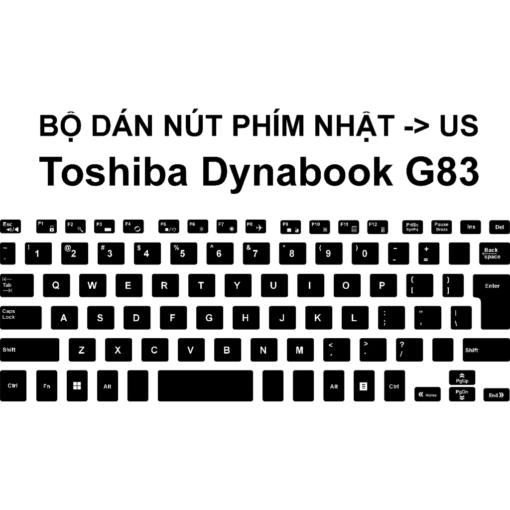 Decal dán nút phím chuyển ký tự Nhật - Us cho máy Toshiba Dynabook G83, D83, VC72/H