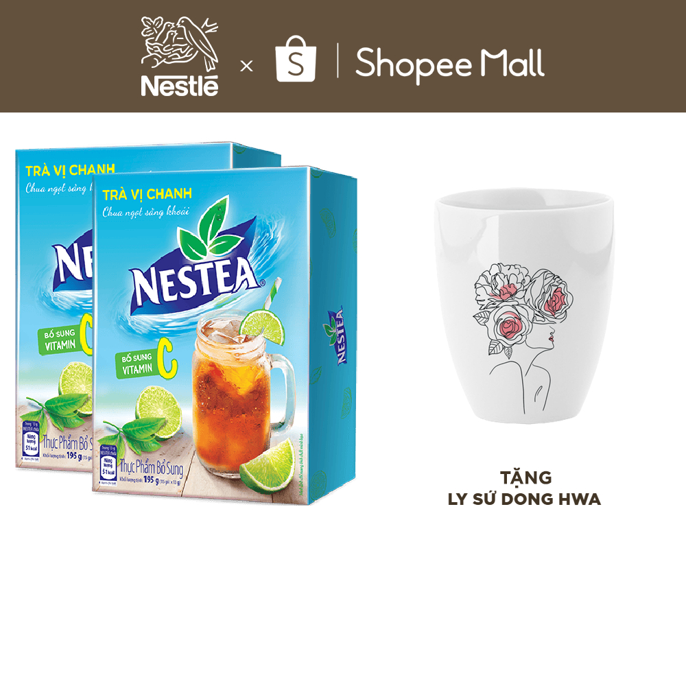 [TẶNG Ly Sứ Dong Hwa] Combo 2 Hộp trà NESTEA - VỊ CHANH (2*15 gói)