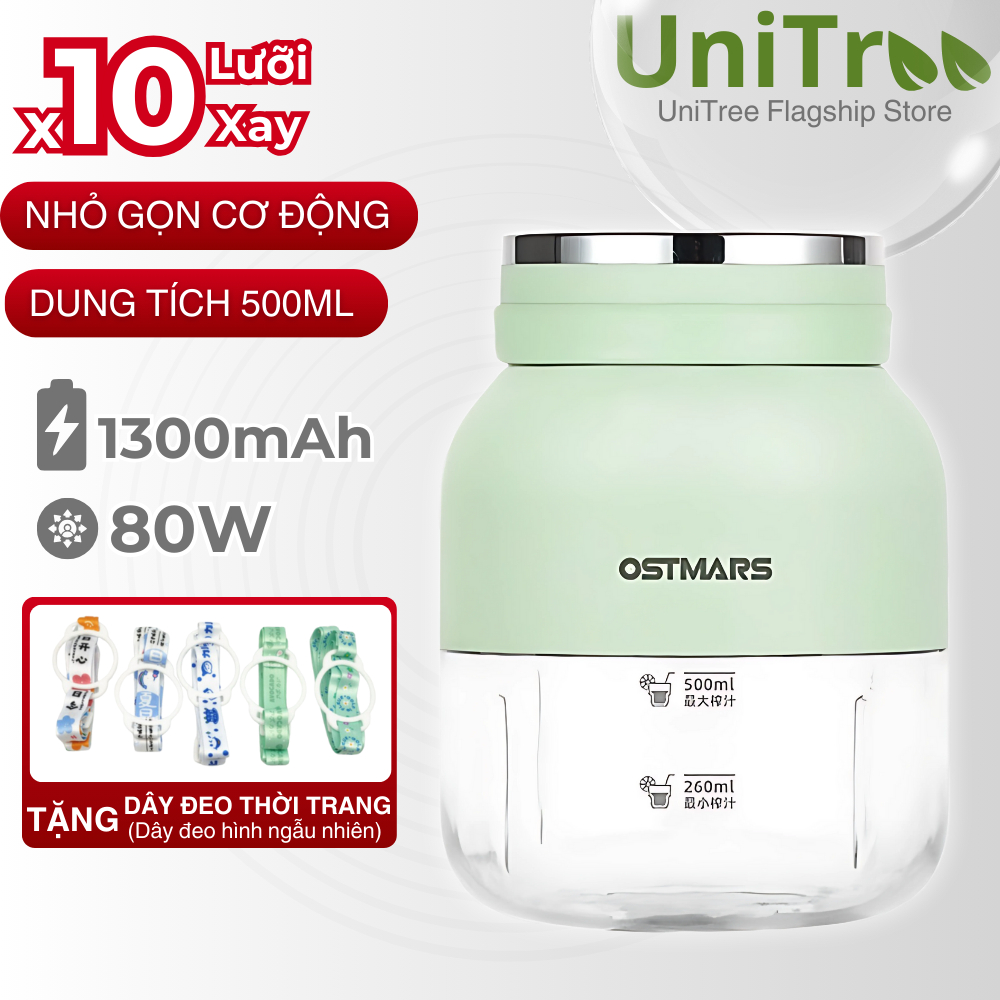 Máy Xay Sinh Tố Ostmars Cầm Tay Tích Điện, Máy Xay Mini Cầm Tay Dung Tích 500ml
