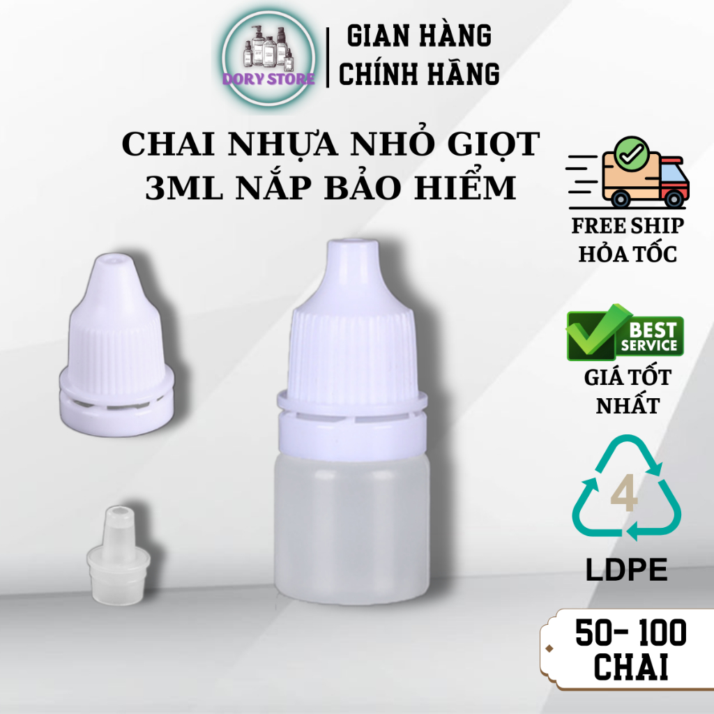 Combo 100 Lọ Chiết 3ml Nhỏ Giọt Nhựa LDPE Nắp Đứt Garanti Phù Hợp Dựng Dung Dịch Nhỏ Mắt