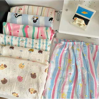 Quần Dài Pijama Đũi Hàn Hoạt Hình Dễ thương [FREESHIP]🌸 Quần Dài Ống Rộng Form Suông Phong Cách Hàn Quốc🌸
