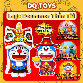 Đồ chơi mô hình DORAEMON Thần Tài Đỏ trang trí Tết Đầu Lân to khổng lồ lắp ghép Doremon tặng búa lắp ráp 45 55cm DQ TOYS