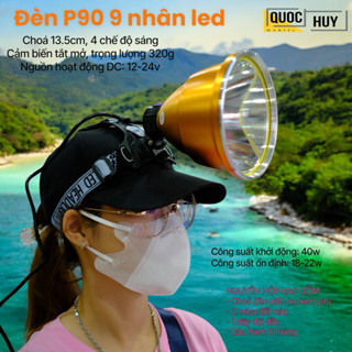 Đèn Soi Nấm Mối P90 9 Nhân Led choá 13.5cm mẫu mới 2025, 4 chế độ sáng kèm 2 choá đổi màu