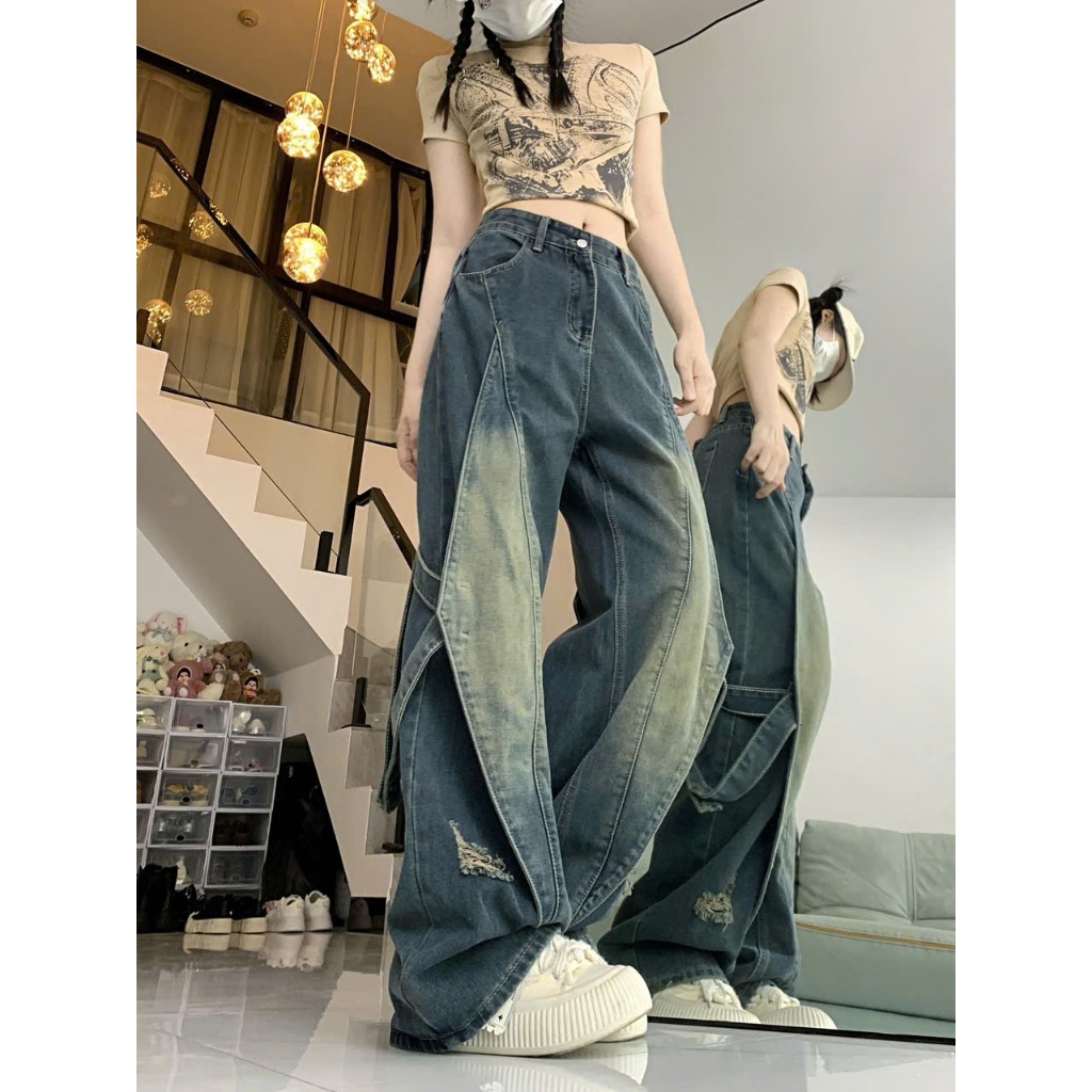 QUẦN JEAN NỮ CHẤT BÒ ỐNG LOE RỘNG SỎ DÂY BẠC LIGHT CAO CẤP - DUBAI FASHION