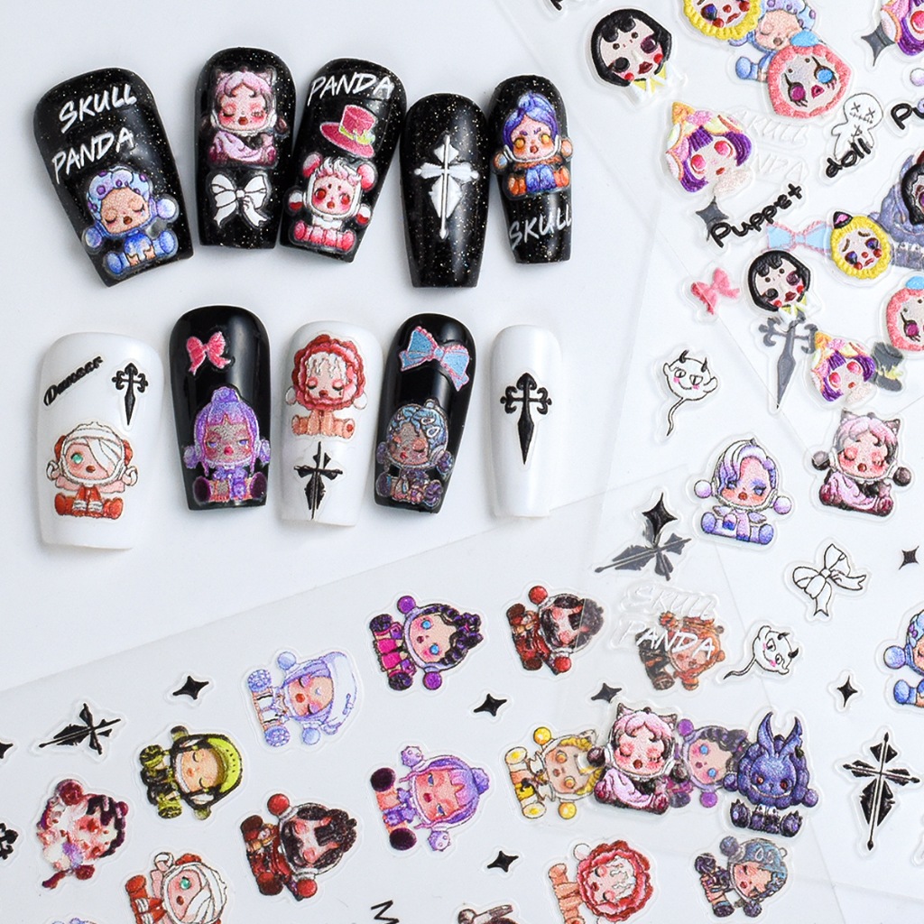 Sticker nail hình Skull panda mini