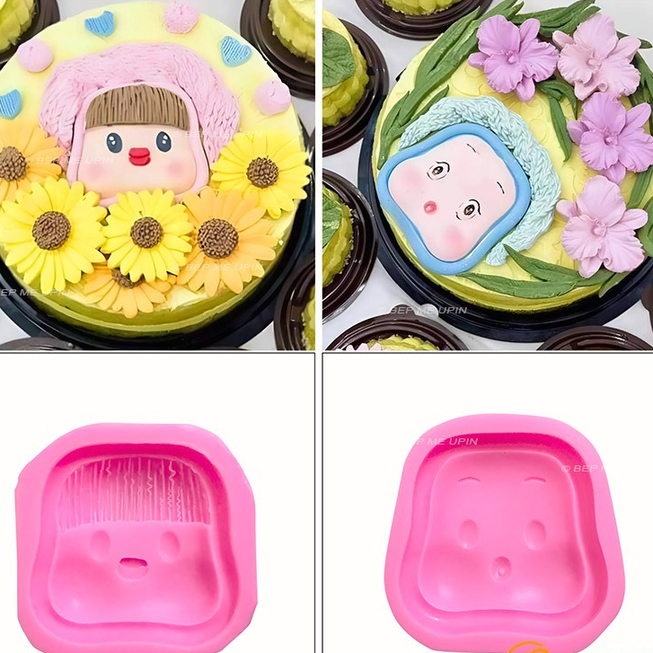 Khuôn silicon thôi nôi mặt em bé to 8cm
