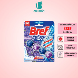 Viên treo bồn cầu Bref Power Active hương lavender vỉ 4 viên 50g