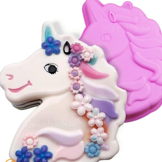 Khuôn silicon con ngựa đại Unicorn 25cm làm bánh