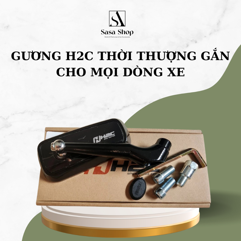 Gương H2C hàng thời thượng mặt kính trắng gắn cho mọi dòng xe