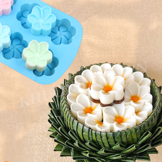 Khuôn silicon vỉ 6 hoa mai khuôn 25cm