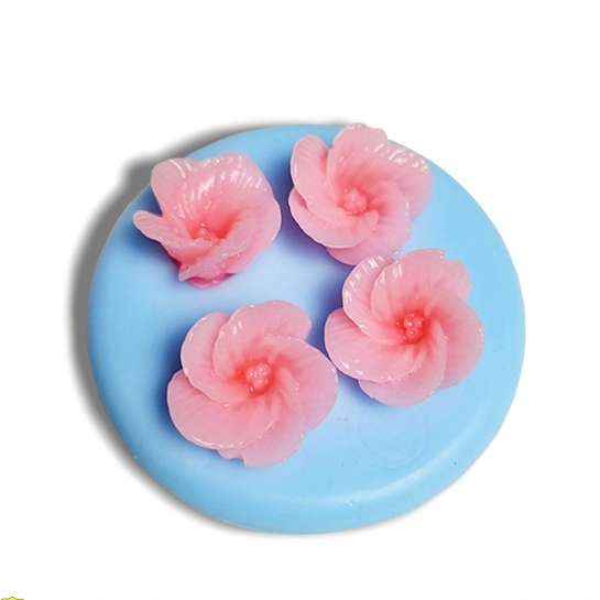 Khuôn silicon 4D vỉ 4 hoa  xoắn mã v8 làm bánh