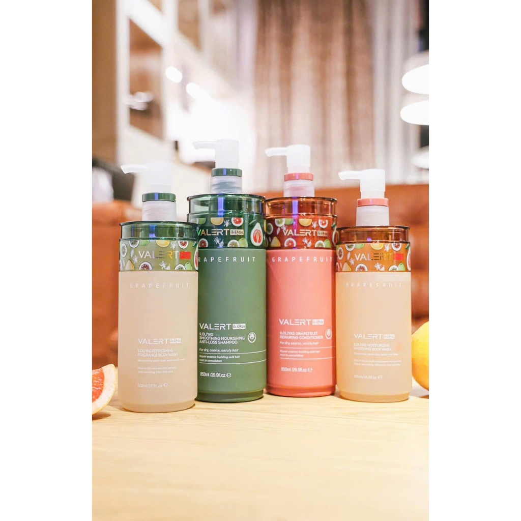 Dầu gội bưởi - dầu xả bưởi, dầu cặp VALERT GRAPEFRUIT 850ml chống rụng kích mọc tóc phục hồi tóc hư tổn chính hãng Mei