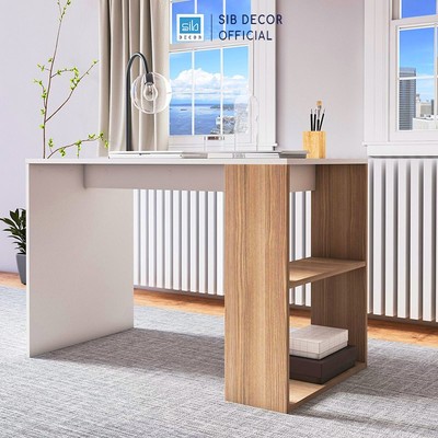 Bàn Làm Việc Hiện Đại Với Thiết Kế Đơn Giản Kèm Kệ Để Đồ SIB Decor BLV113/114