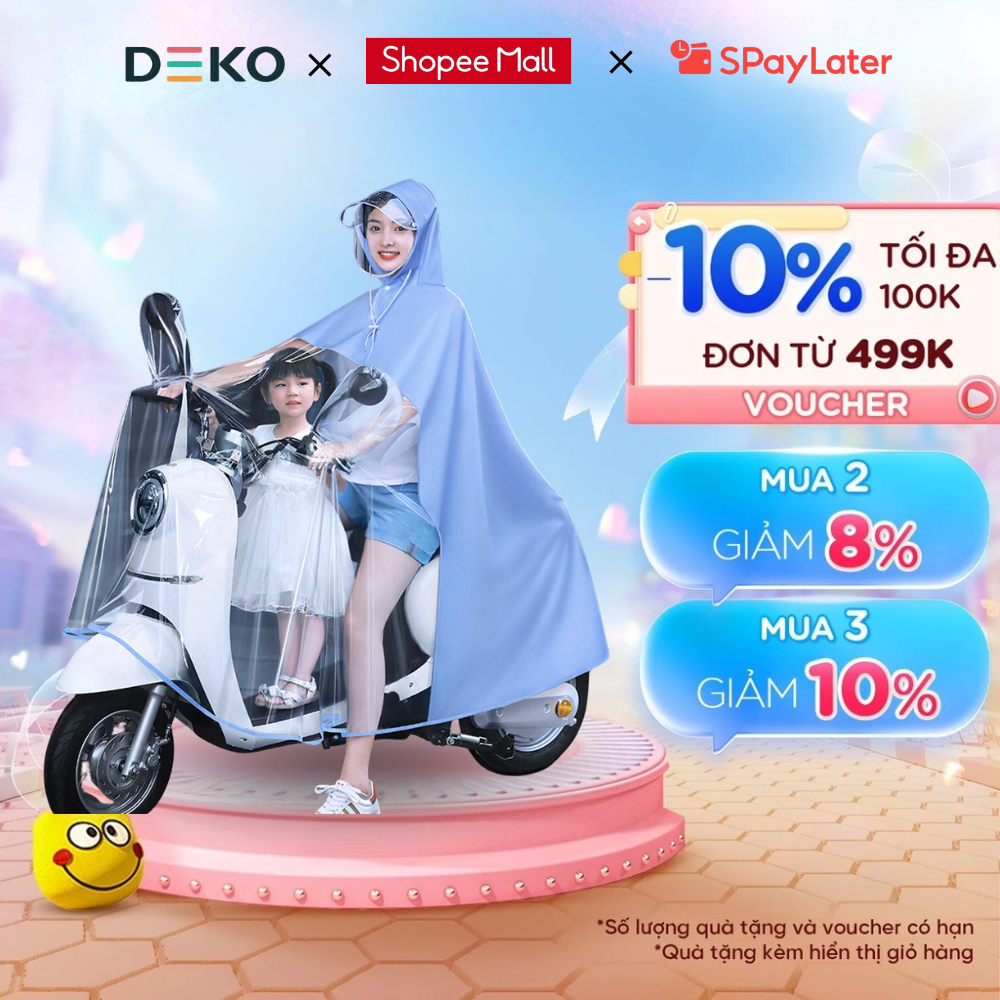 Áo Mưa Trong Suốt 2 Đầu METIS Bảo Vệ Toàn Diện Phong Cách Mới Chống Trượt An Toàn Cho Mẹ Và Bé