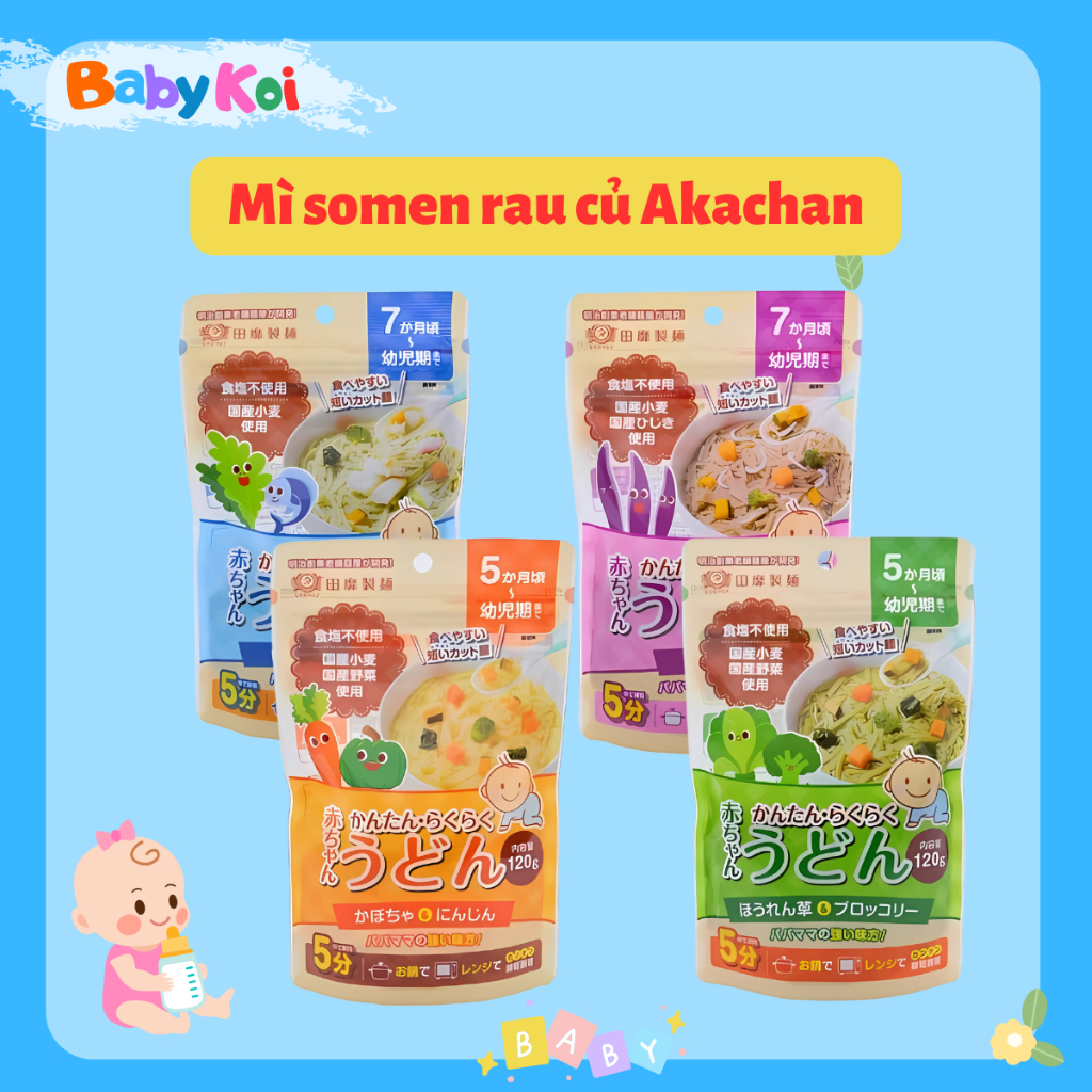 Mì AKACHAN rau củ tách muối Nhật cho bé ăn dặm (date 08/2026)