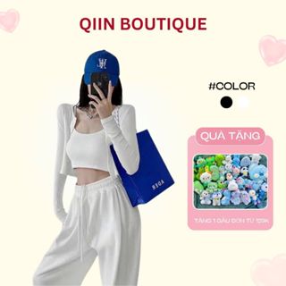 Áo Cardigan Croptop Dài Tay Ngắn Cho Nữ, Set Áo Khoác Mặc Ngoài Kèm Hai Dây QIIN Boutique A141