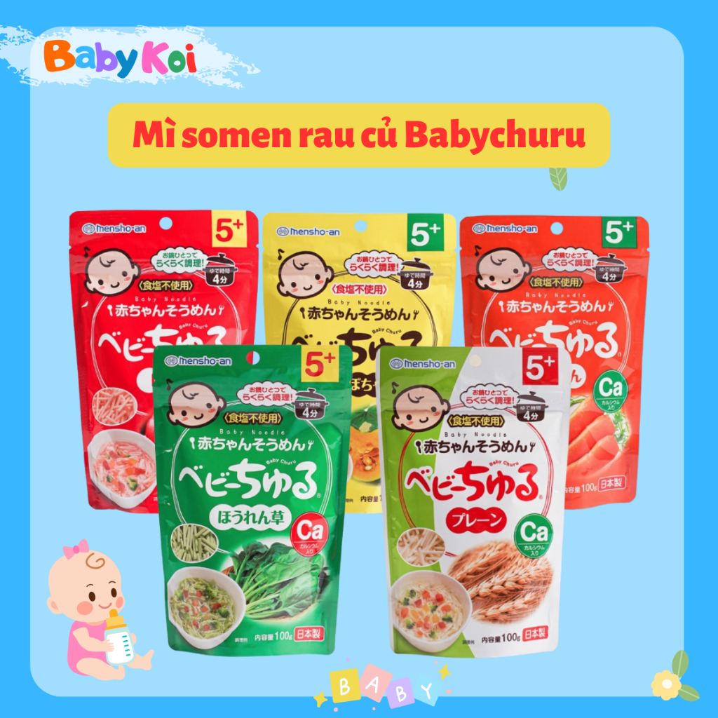 Mì Somen rau củ Baby CHURU cho bé ăn dặm từ 5 tháng (date 08/2027)