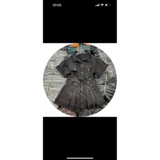 [10.10 Sales Freeship] Set váy jean hottrend, set bộ demin áo tay phồng croptop đính nút mix chân váy ngắn dáng xoè dx