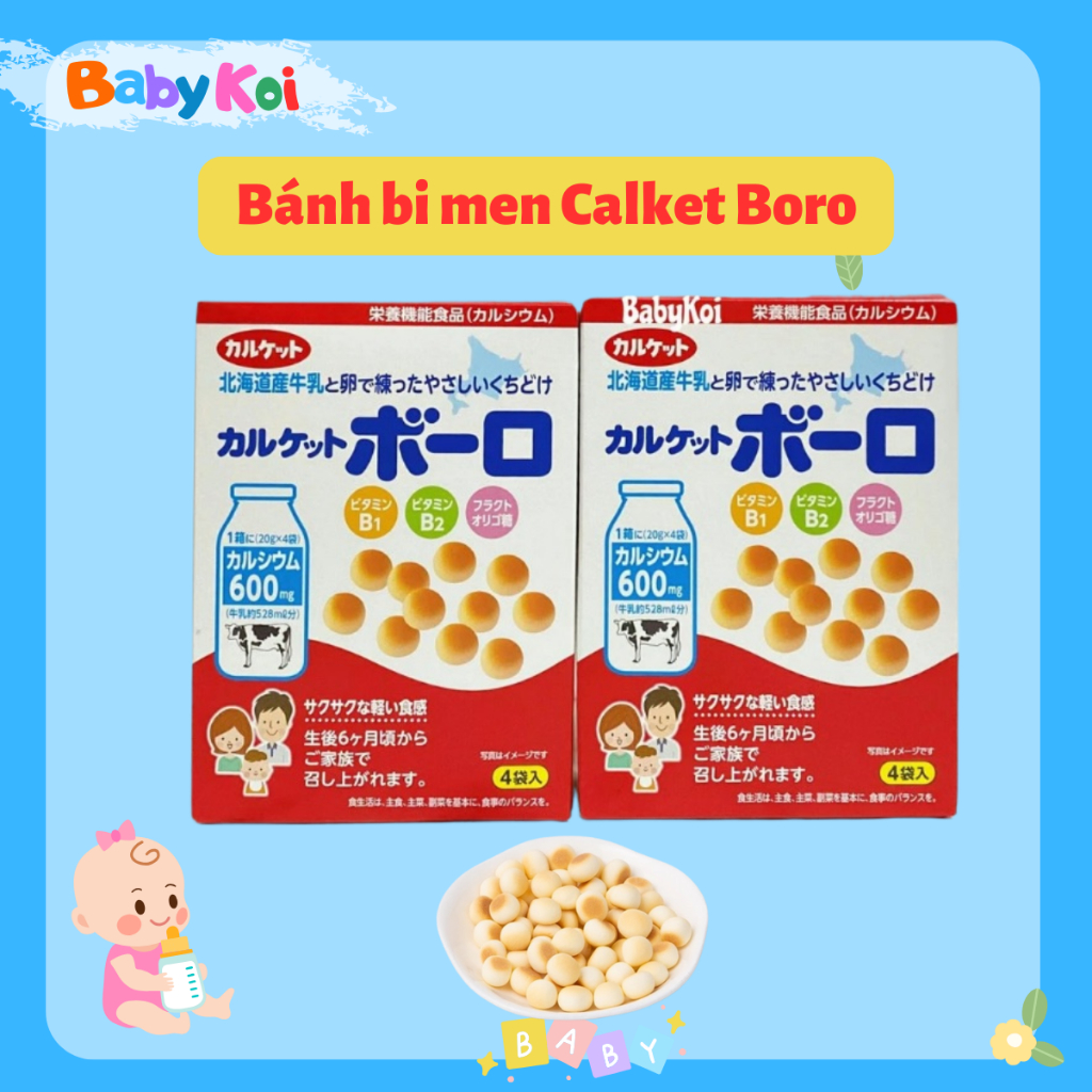 Bánh men sữa Calket Boro Nhật cho bé ăn dặm bổ sung canxi và vitamin (date 05/2026)