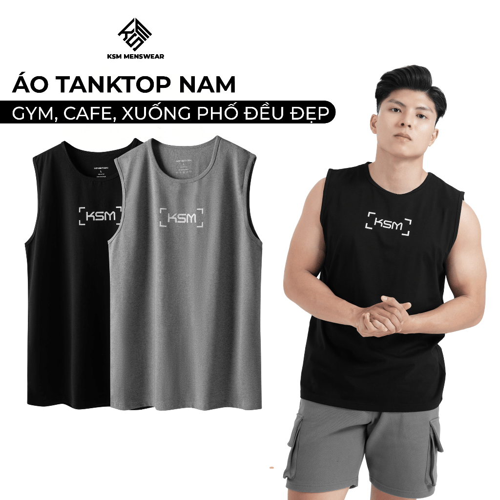Áo thun ba lỗ TankTop nam KSM SportWear áo sát nách tập gym, chạy bộ cotton thấm hút mồ hôi tốt TT01