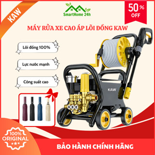  Máy rửa xe bán công nghiệp KAW mới nhất lõi đồng siêu mạnh Có con lăn cuốn 20M dây và khung 4 bánh xe 