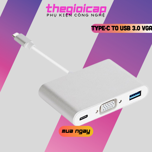 Cáp Chuyển Đổi Type-C Sang USB 3.0 VGA Adapter Cao Cấp
