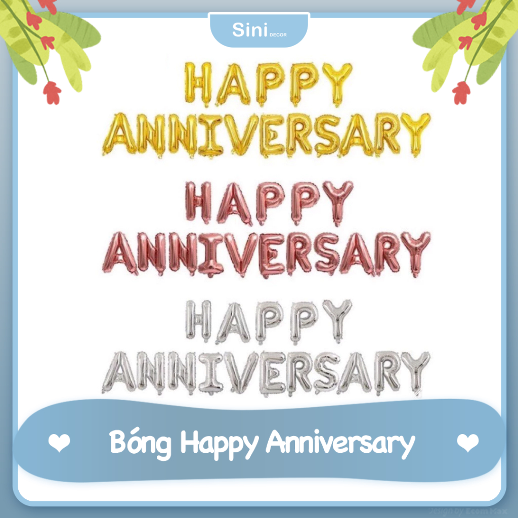 Bóng Chữ Happy Anniversary Trang Trí Sini Decor - Anniversary Trang Trí Kỷ Niệm