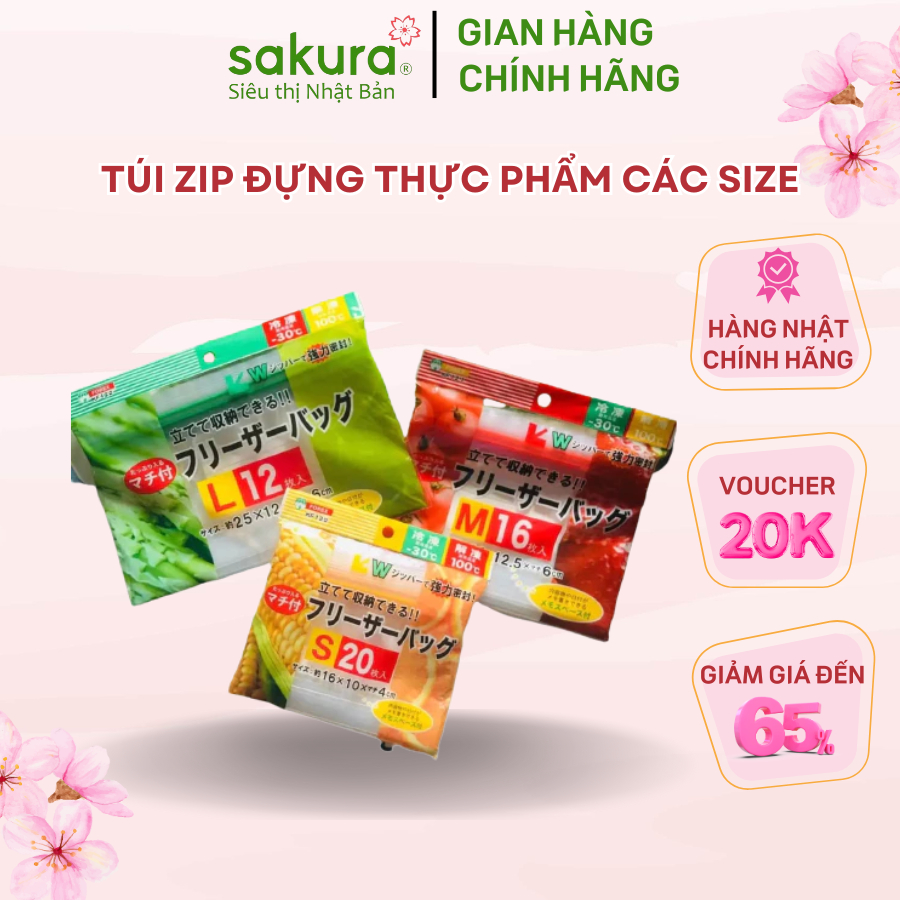 Túi zip đựng thực phẩm các size - Hàng Nhật Bản