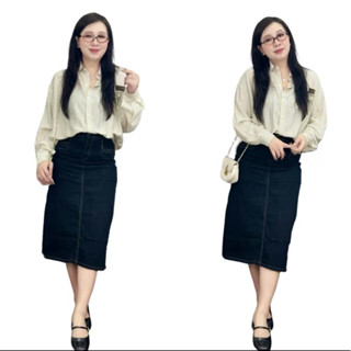 Chân váy bò xanh túi cơi BIGSIZE ( 20806 )