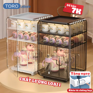 Kệ Đựng Ly Cốc, Bình Sữa, Tủ Đựng Mỹ Phẩm Để Bàn Bằng Acrylic Trong Suốt Chống Bụi sang trọng trong nhà