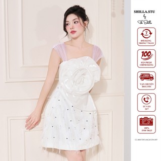 Váy đầm thiết kế cao cấp màu trắng voan đính hoa lớn sang trọng [ Ảnh thật ] The Shilla-CG.A69.73E3