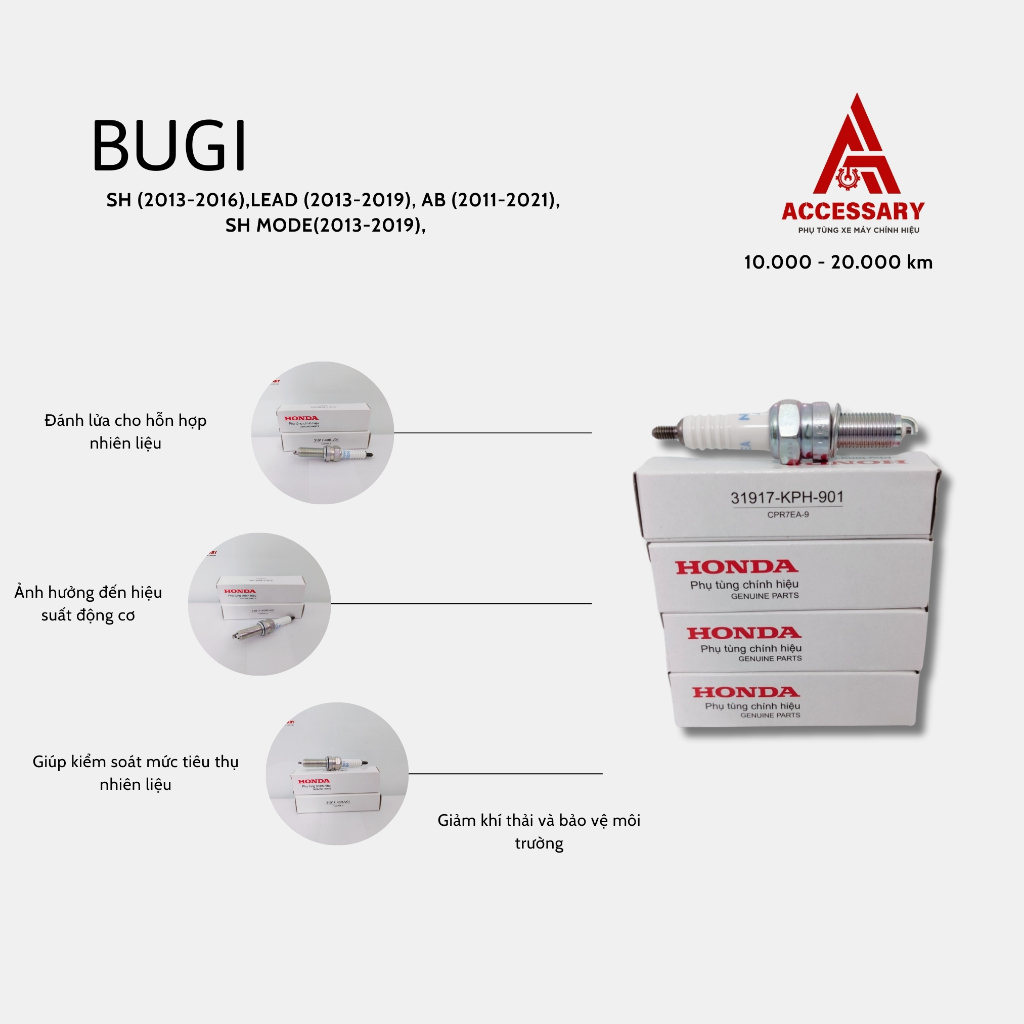 BUGI CPR7EA-9  AB125/LEAD125/,SH MODE/VARIO (125-150) CHÍNH HÃNG HONDA