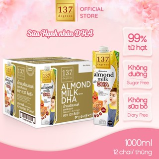 [Mua 1 thùng 12 Chai 1L tặng 1 lốc sữa 180ml + 5 hũ kẹo Mogu] Sữa Hạt Hạnh Nhân DHA 137 Degrees Healthy 1L Không Đường
