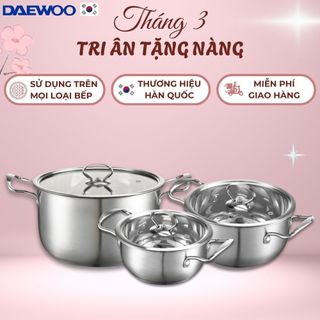 Bộ 3 nồi inox 304 đáy từ cao cấp daelux dxsp-gs3