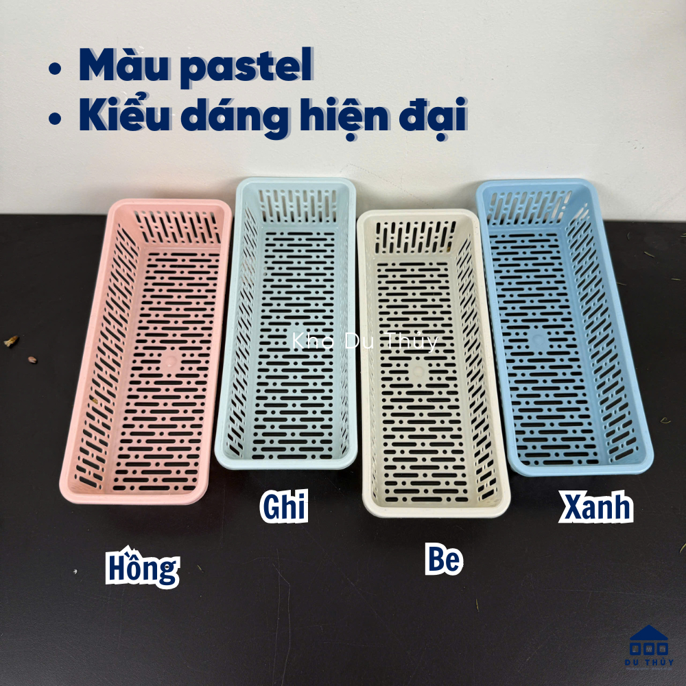 Rổ nhựa chữ nhật dài nhiều màu đựng bút viết, đựng vật dụng dài nhiều màu với 4 kích thước, nhựa pp | BigBuy360 - bigbuy360.vn