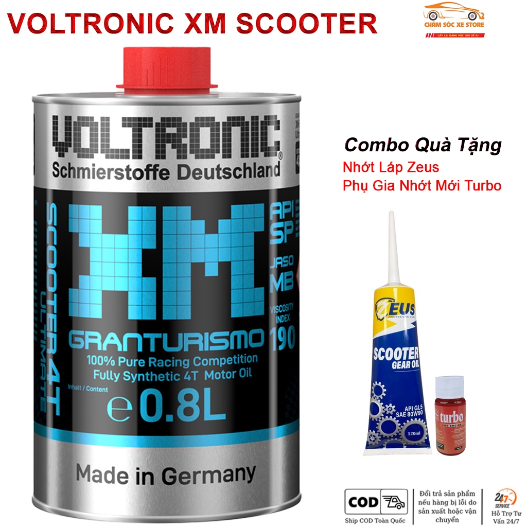 Nhớt Voltronic XM Scooter Dành Cho Xe Tay Ga Tặng Nhớt Láp Zeus Và Phụ Gia Nhớt Mới Very Turbo