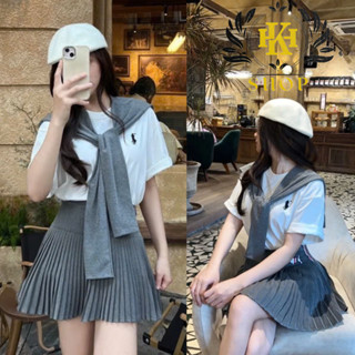 Set váy nữ Set đồ nữ áo thom kèm chân váy xếp ly ngựa tặng kèm khăn đồ bộ nữ trẻ trung hot hit 2025