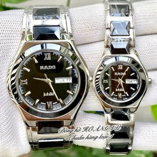 Đồng hồ đôi nam nữ RD 2 lịch mỏng, thiết kế dây vỏ thép bọc đá ceramic sang xịn, kính sapphire
